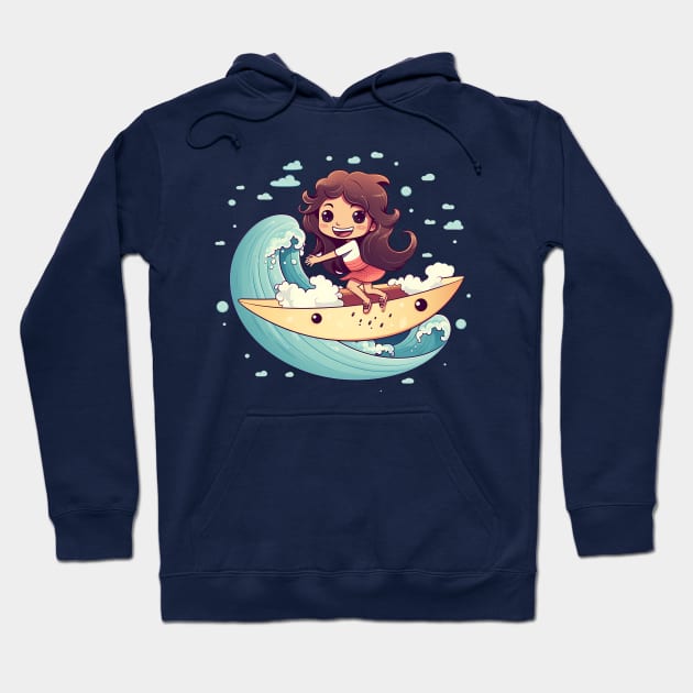 Surfing girl kawaii style Hoodie by GraphGeek